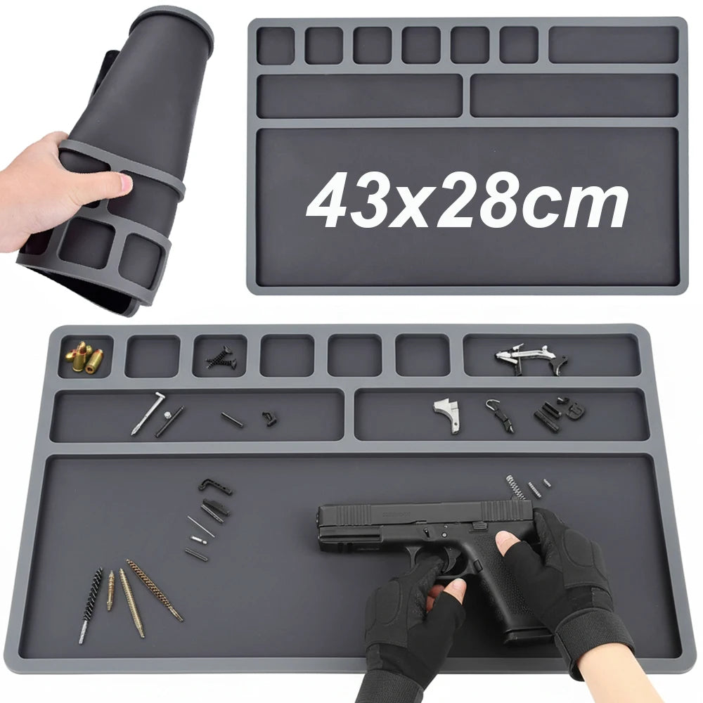 Tapis de nettoyage airsoft en silicone 43 x 28 cm avec ses bacs de rangement - BDU AIRSOFT