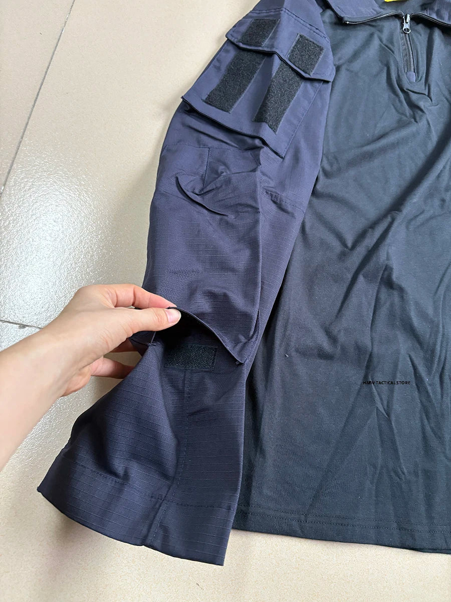 Torse en jersey extensible et manches renforcées de la chemise G3 bleu marine - BDU AIRSOFT