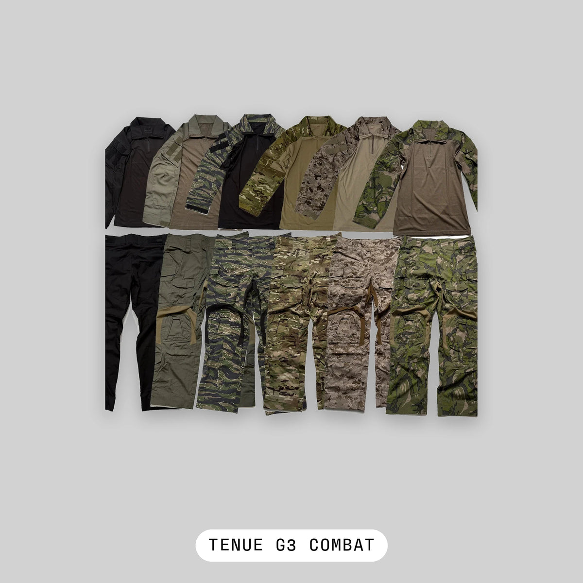 Tenue G3 airsoft : chemises et pantalons de combat dans les 7 camouflages - BDU AIRSOFT