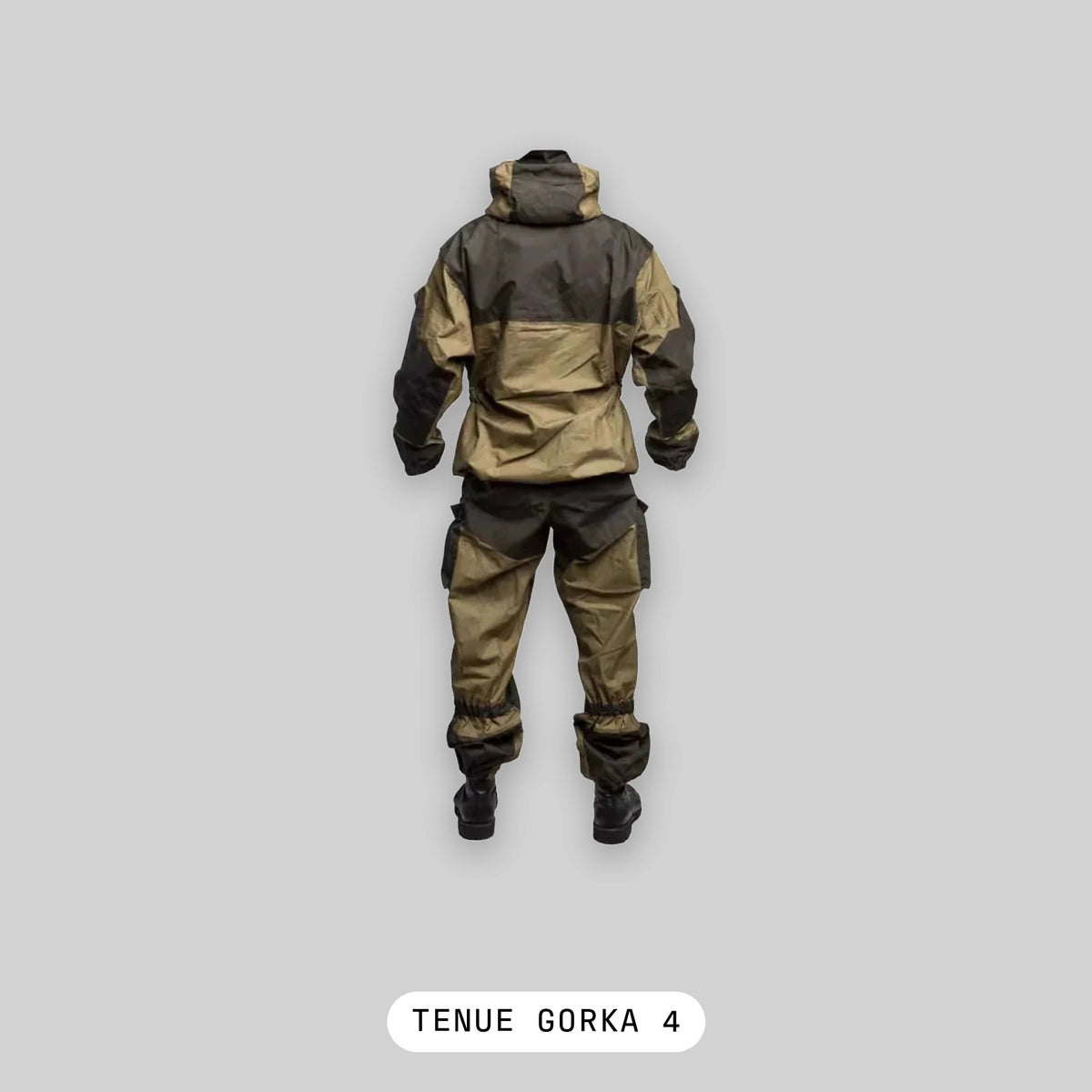 Tenue Gorka 4 airsoft complète, anorak à capuche et pantalon vus de dos - BDU AIRSOFT