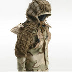 Veste ghillie airsoft kaki à capuche portée sur buste - BDU AIRSOFT