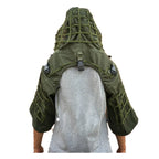 Veste ghillie airsoft verte vue de dos, filet maille sur les épaules - BDU AIRSOFT