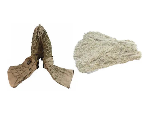 Veste ghillie airsoft kaki et fil de camouflage kaki clair - BDU AIRSOFT