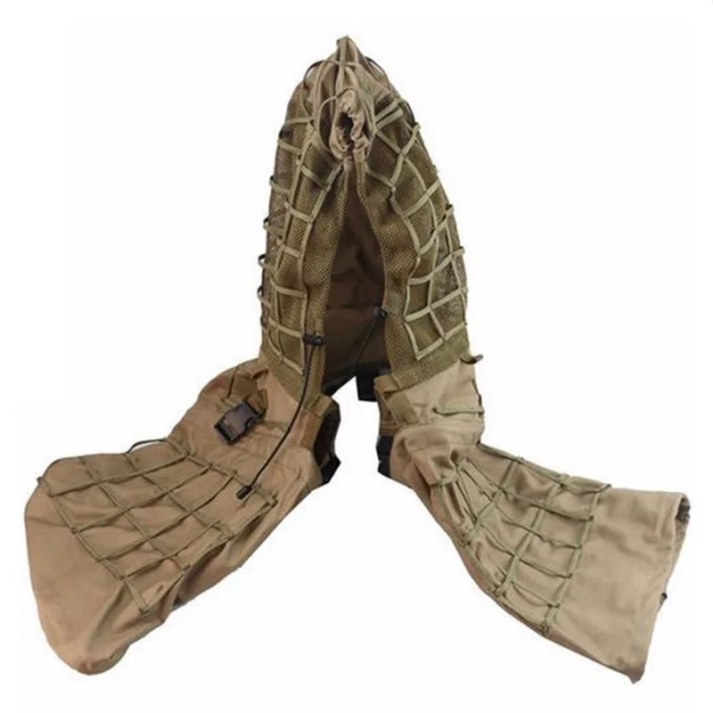 Veste ghillie airsoft kaki à plat avec son filet à garnir - BDU AIRSOFT