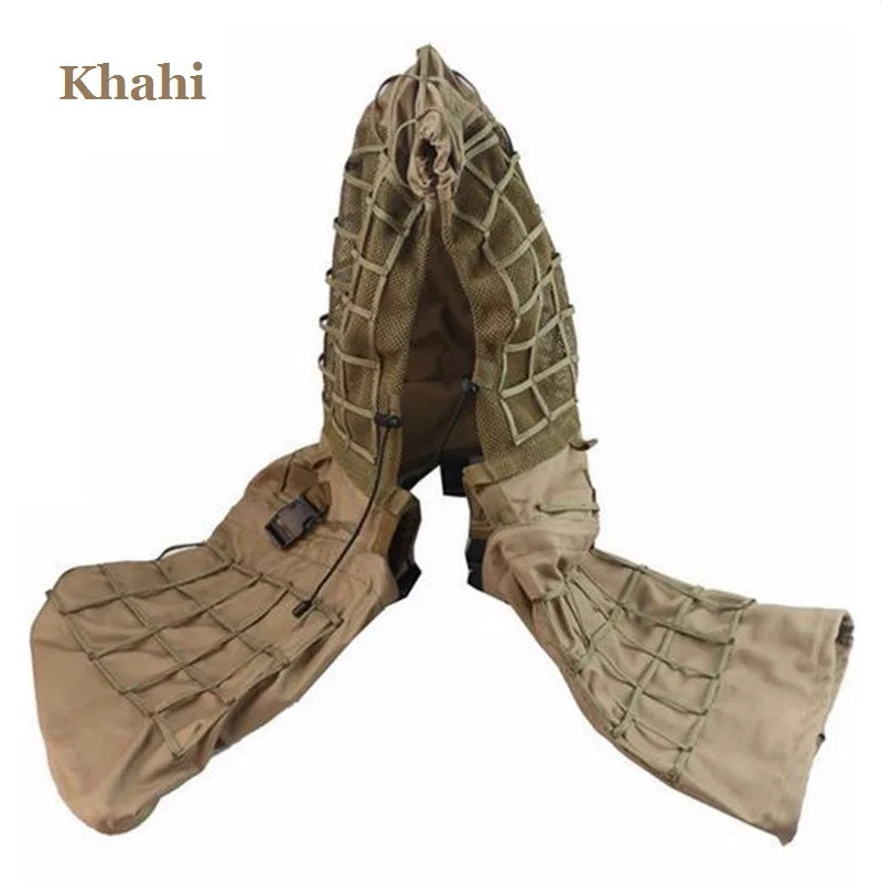 Veste ghillie airsoft kaki à capuche, filet maille sur les manches - BDU AIRSOFT