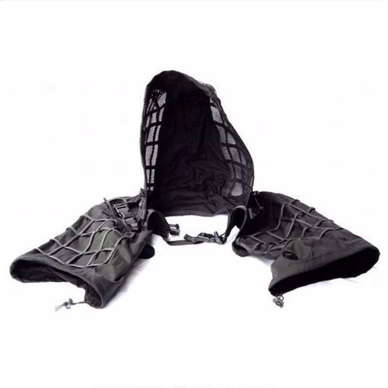 Veste ghillie airsoft noire à capuche et filet maille, à plat - BDU AIRSOFT