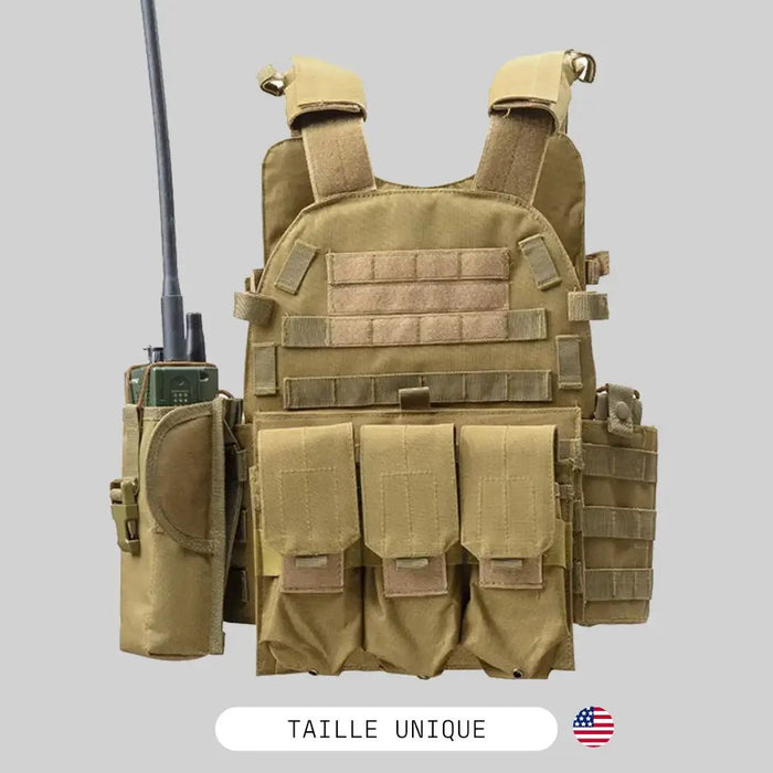 Gilet CIRAS Tactique Airsoft - Porte-Plaque Modulaire Oxford 600D